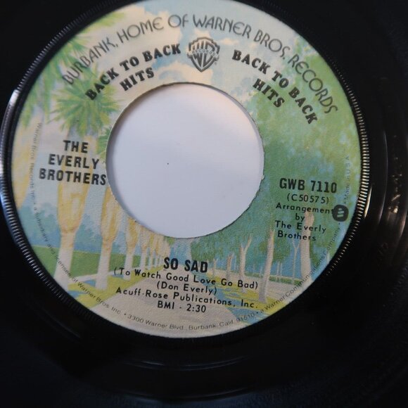 The Everly Brothers Cathy’s Clown & So Sad 7” Vinyl Record 45 RPM - Picture 4 of 4